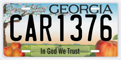GA license plate CAR1376