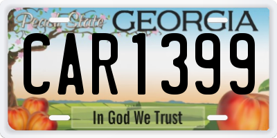 GA license plate CAR1399