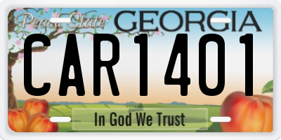 GA license plate CAR1401