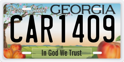 GA license plate CAR1409