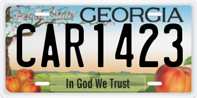 GA license plate CAR1423