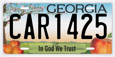 GA license plate CAR1425