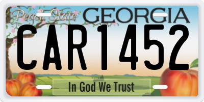 GA license plate CAR1452