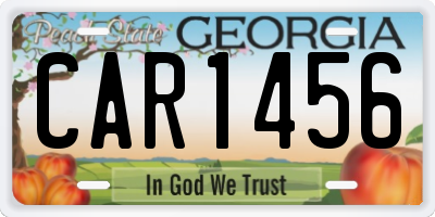 GA license plate CAR1456