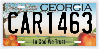 GA license plate CAR1463