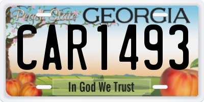 GA license plate CAR1493