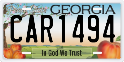 GA license plate CAR1494