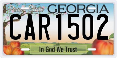 GA license plate CAR1502
