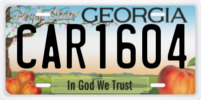 GA license plate CAR1604