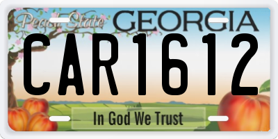 GA license plate CAR1612
