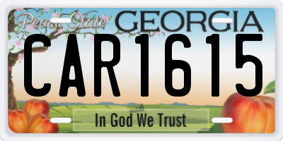 GA license plate CAR1615