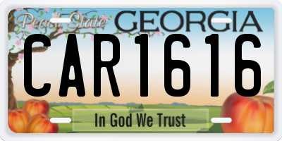 GA license plate CAR1616