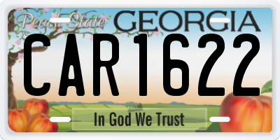 GA license plate CAR1622