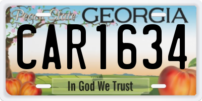GA license plate CAR1634