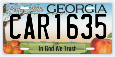 GA license plate CAR1635