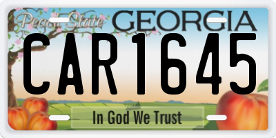 GA license plate CAR1645