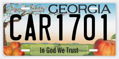 GA license plate CAR1701