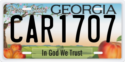 GA license plate CAR1707