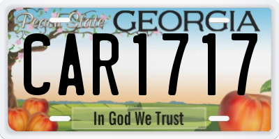 GA license plate CAR1717