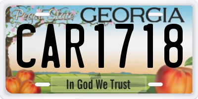 GA license plate CAR1718