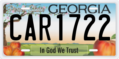 GA license plate CAR1722