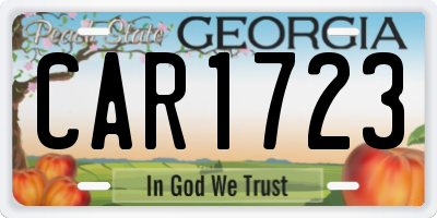 GA license plate CAR1723