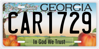 GA license plate CAR1729