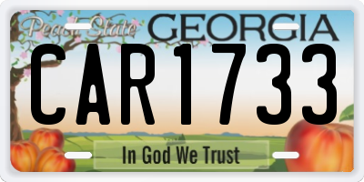 GA license plate CAR1733