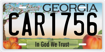GA license plate CAR1756