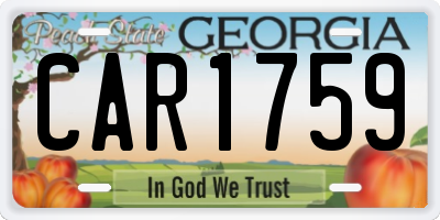 GA license plate CAR1759