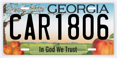 GA license plate CAR1806