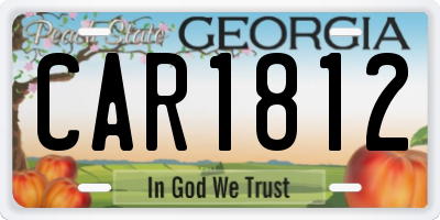 GA license plate CAR1812