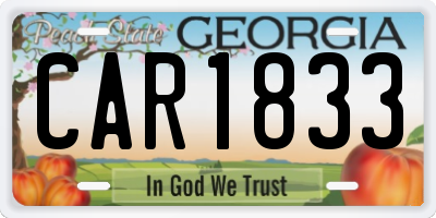 GA license plate CAR1833