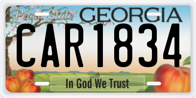 GA license plate CAR1834