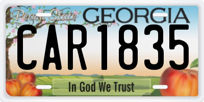 GA license plate CAR1835