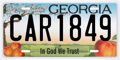 GA license plate CAR1849