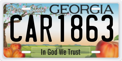 GA license plate CAR1863