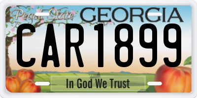 GA license plate CAR1899