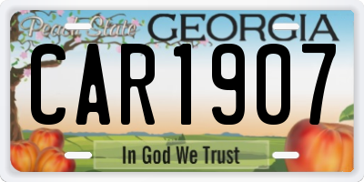 GA license plate CAR1907