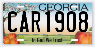 GA license plate CAR1908