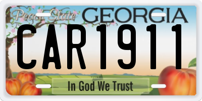 GA license plate CAR1911