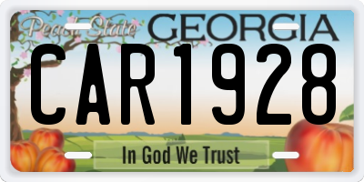 GA license plate CAR1928