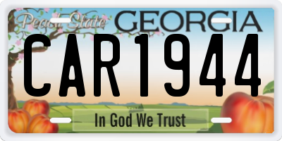 GA license plate CAR1944