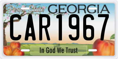 GA license plate CAR1967