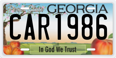 GA license plate CAR1986