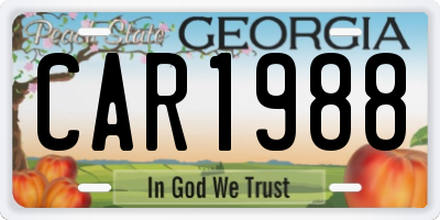 GA license plate CAR1988