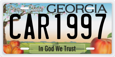 GA license plate CAR1997