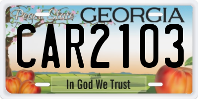 GA license plate CAR2103