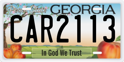 GA license plate CAR2113