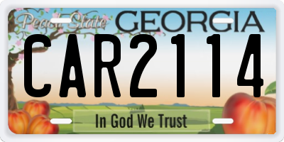 GA license plate CAR2114